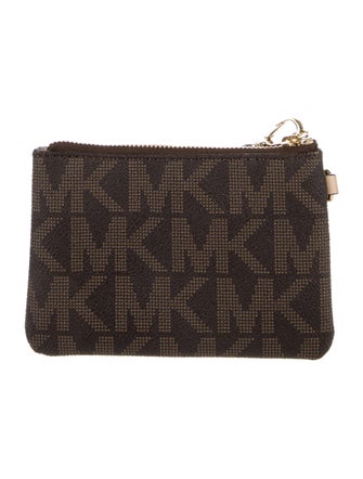 Michael Kors Leather Trim Coated Canvas Clutch