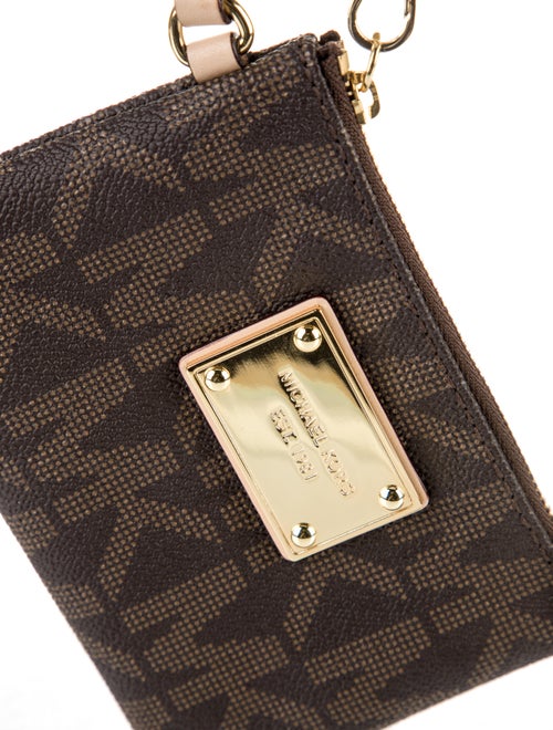 Michael Kors Leather Trim Coated Canvas Clutch