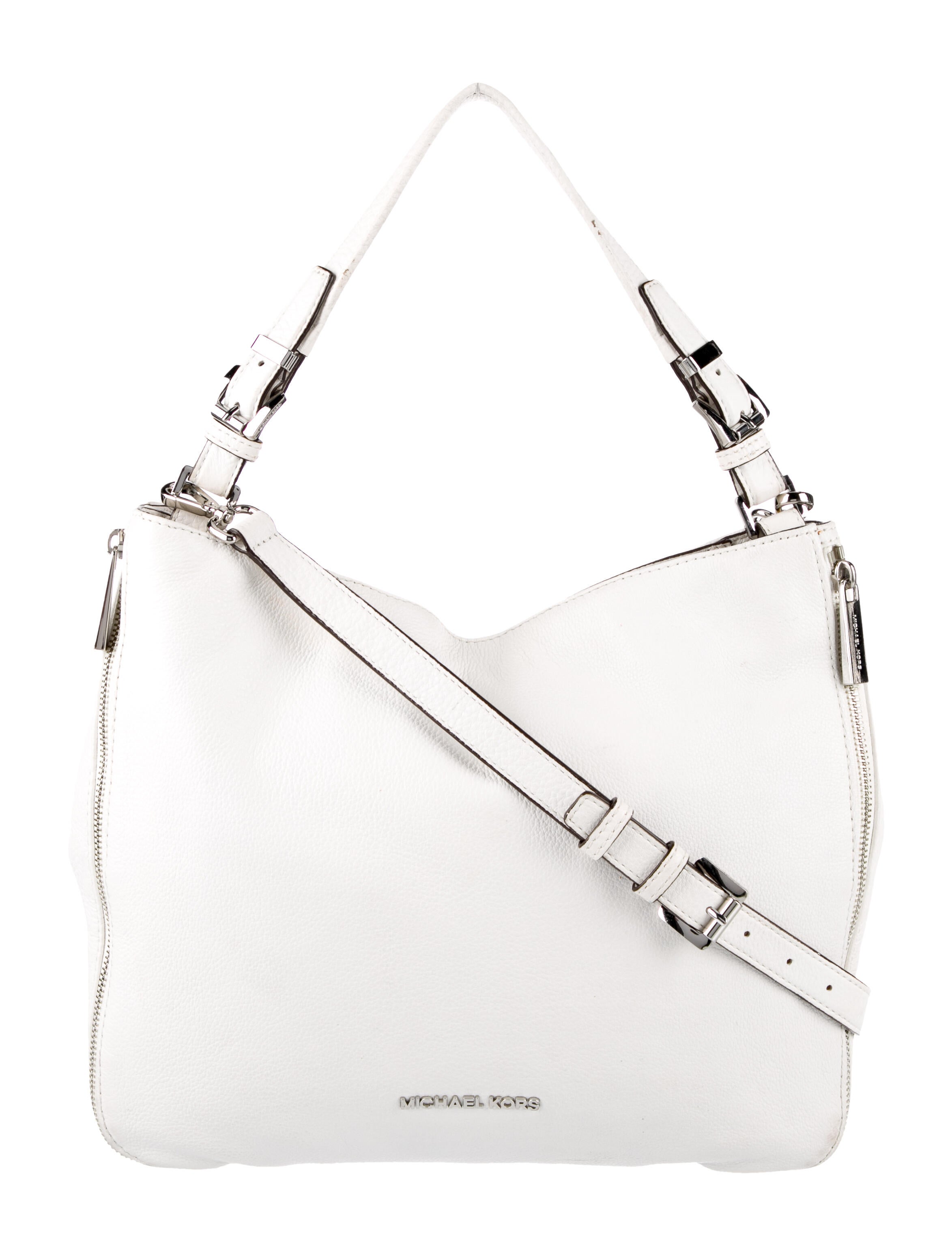 Michael Kors Leather Zip Shoulder Bag White Shoulder Bags, Handbags