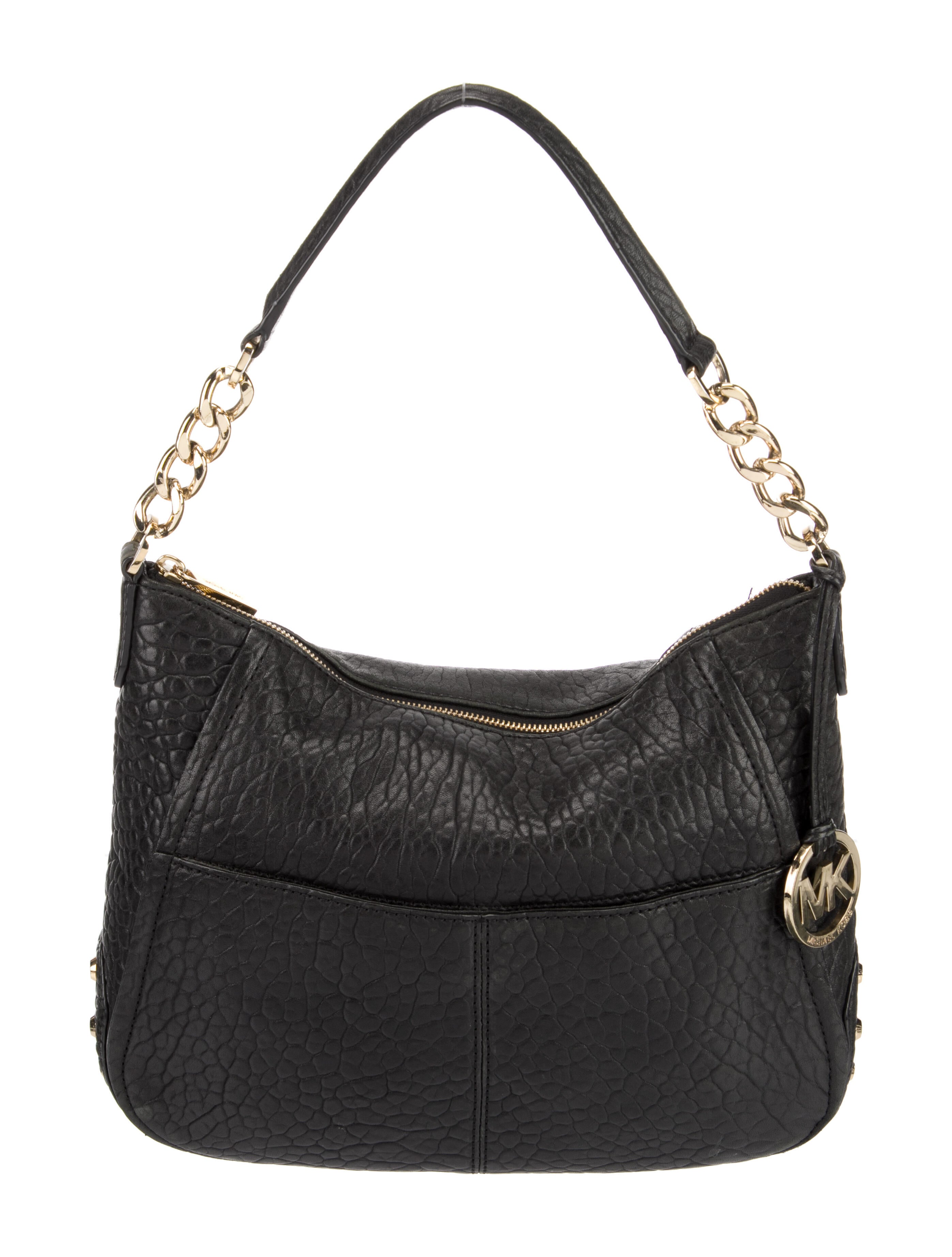 Michael Kors ChainLink Leather Shoulder Bag Black Shoulder Bags