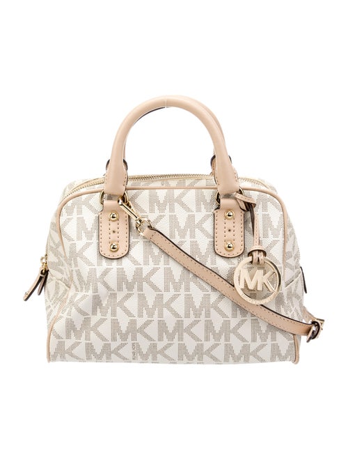 Michael Kors Leather Trim Coated Canvas Handle Bag