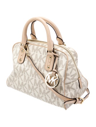 Michael Kors Leather Trim Coated Canvas Handle Bag