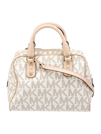 Michael Kors Leather Trim Coated Canvas Handle Bag