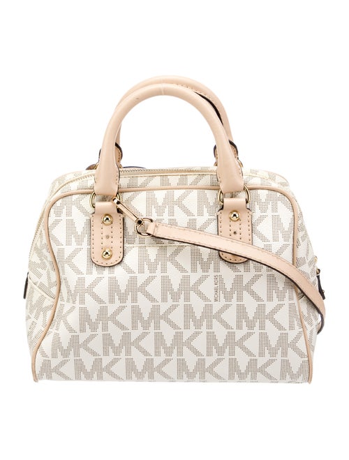 Michael Kors Leather Trim Coated Canvas Handle Bag