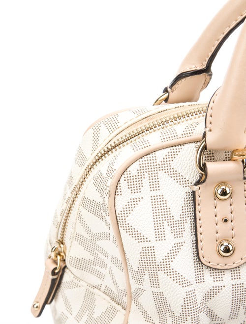 Michael Kors Leather Trim Coated Canvas Handle Bag