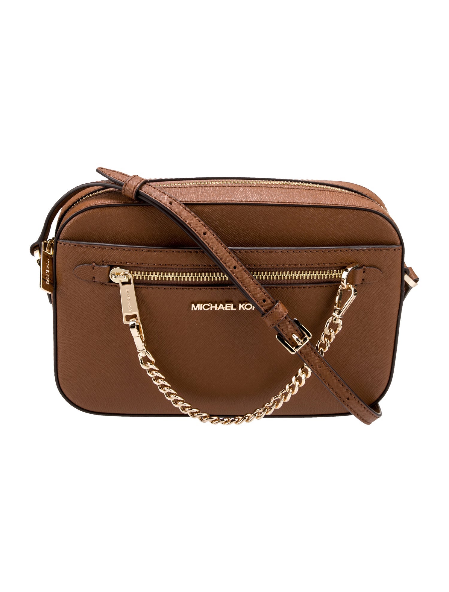 Michael Kors Chain-Link Saffiano Leather Crossbody Bag - Brown Crossbody  Bags, Handbags - MIC248222 | The RealReal