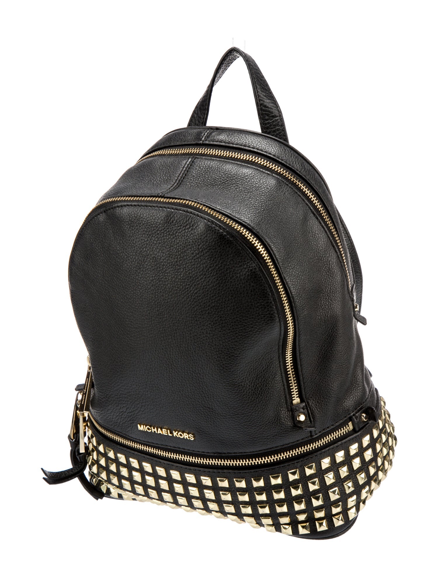 Michael Kors Solid Studded Leather Backpack Purple Backpacks