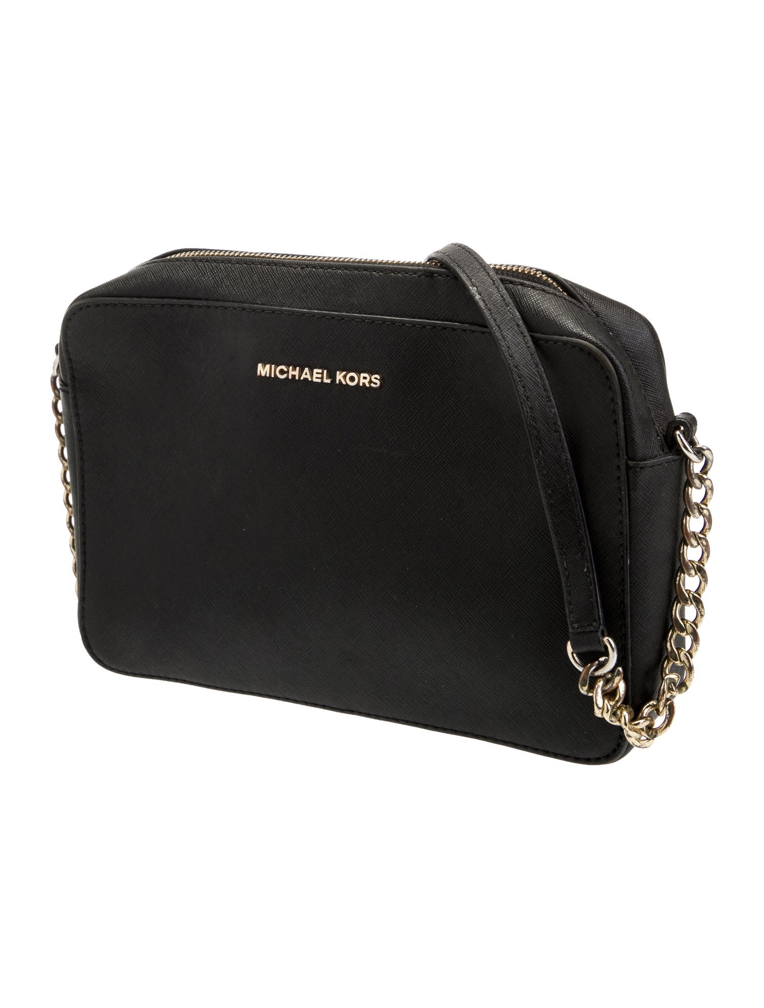 Michael Kors Leather Chain Link Crossbody Bag - Black Crossbody Bags ...