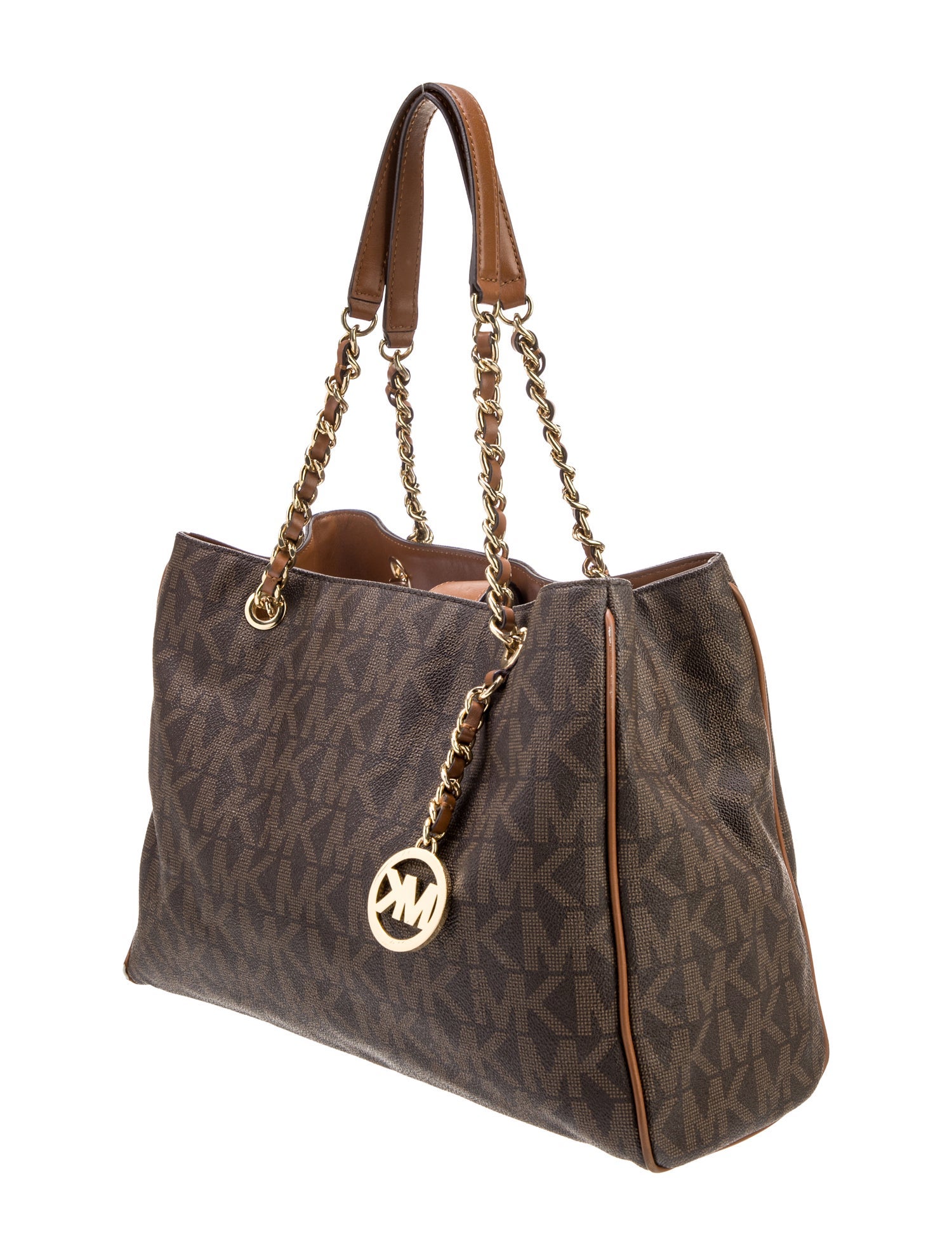Michael Kors Logo Print Coated Canvas Shoulder Bag - Brown  