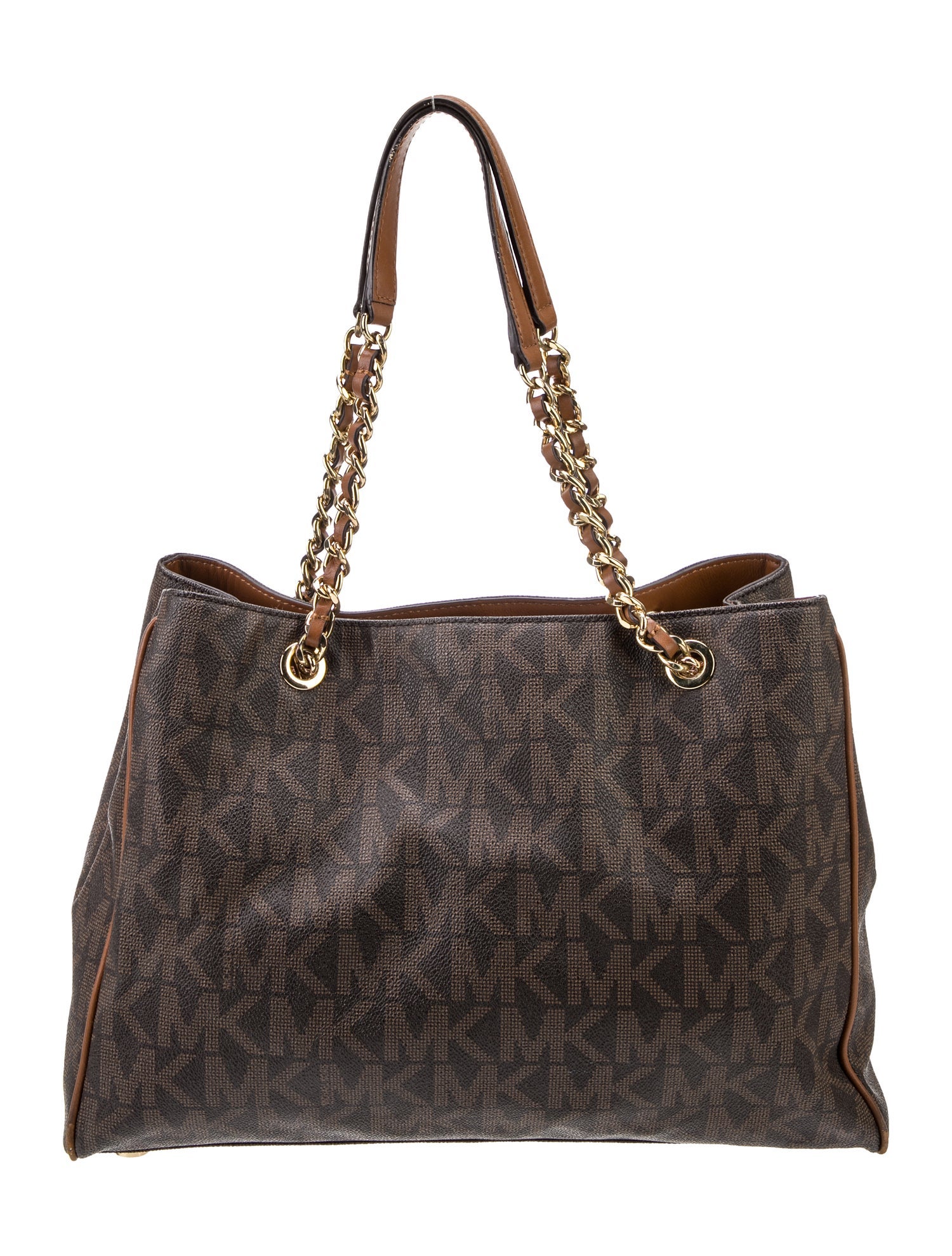 Michael Kors Logo Print Coated Canvas Shoulder Bag - Brown 
