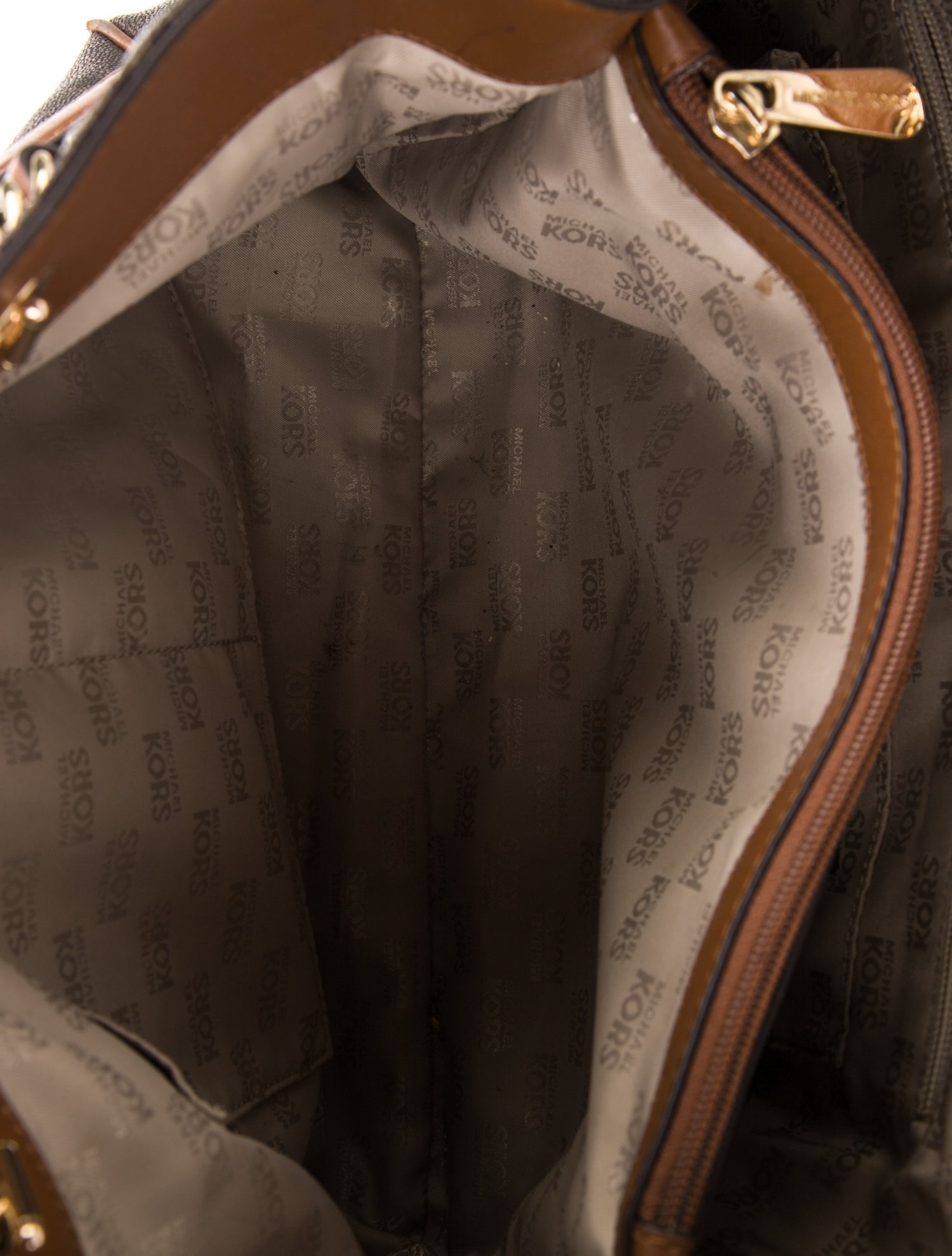 Michael Kors Logo Print Coated Canvas Shoulder Bag - Brown 