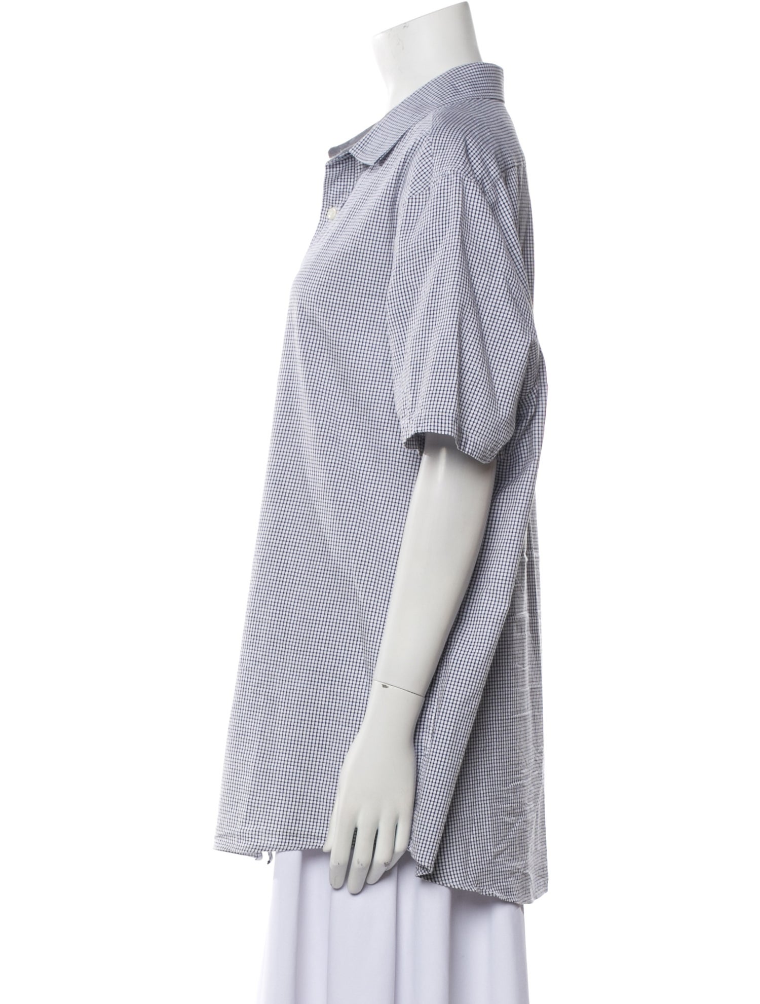 Michael Kors Plaid Print Short Sleeve Button-Up Top