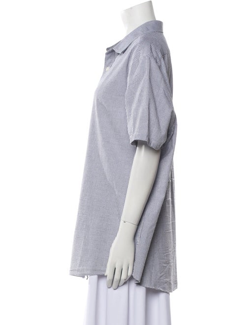 Michael Kors Plaid Print Short Sleeve Button-Up Top