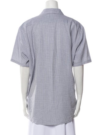 Michael Kors Plaid Print Short Sleeve Button-Up Top