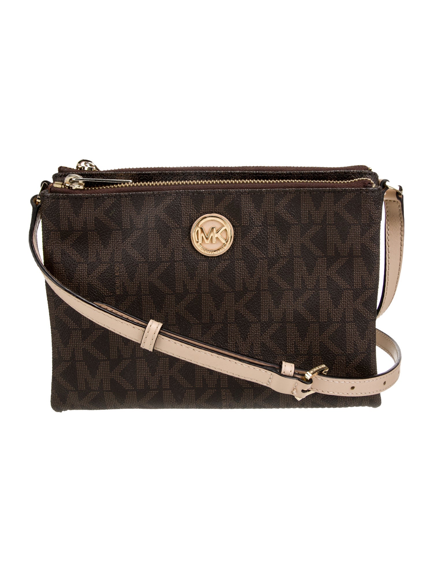 Michael Michael Kors Leather Logo Cross Body Bag - Brown Crossbody Bags ...