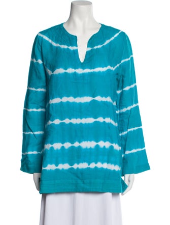 Michael Kors Linen Tie-Dye Print Tunic