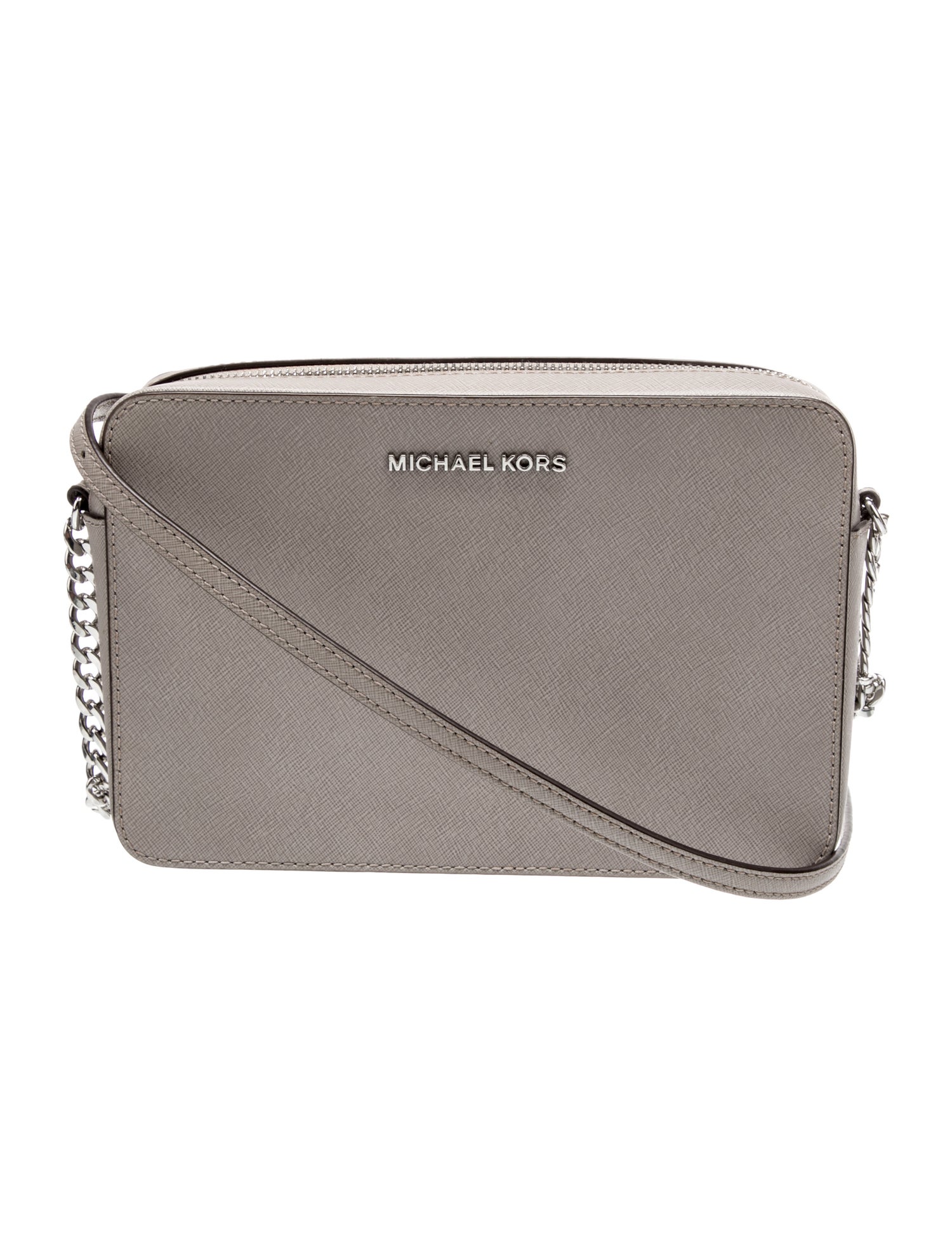Michael Kors Saffiano Leather Crossbody Bag - Grey Crossbody Bags