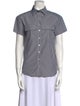 Michael Kors Striped Short Sleeve Button-Up Top