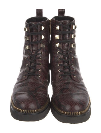 Michael Kors Leather Studded Accents Combat Boots