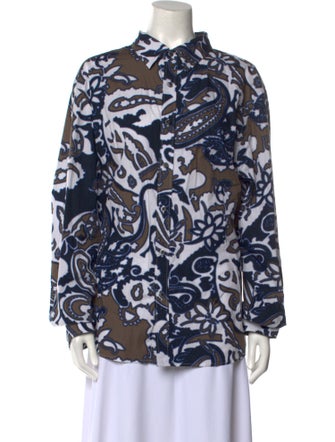 Michael Kors Printed Mock Neck Button-Up Top