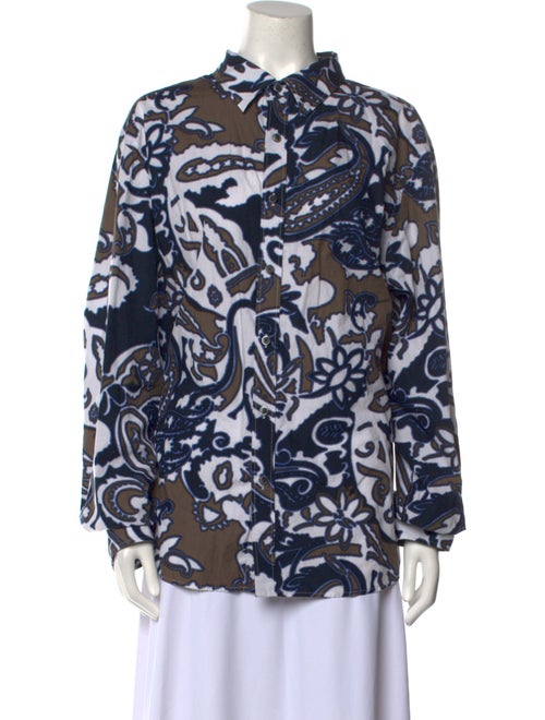 Michael Kors Printed Mock Neck Button-Up Top