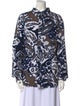 Michael Kors Printed Mock Neck Button-Up Top