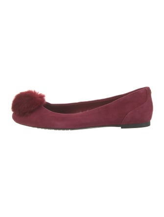 Michael Kors Suede Pom-Pom Embellishments Flats