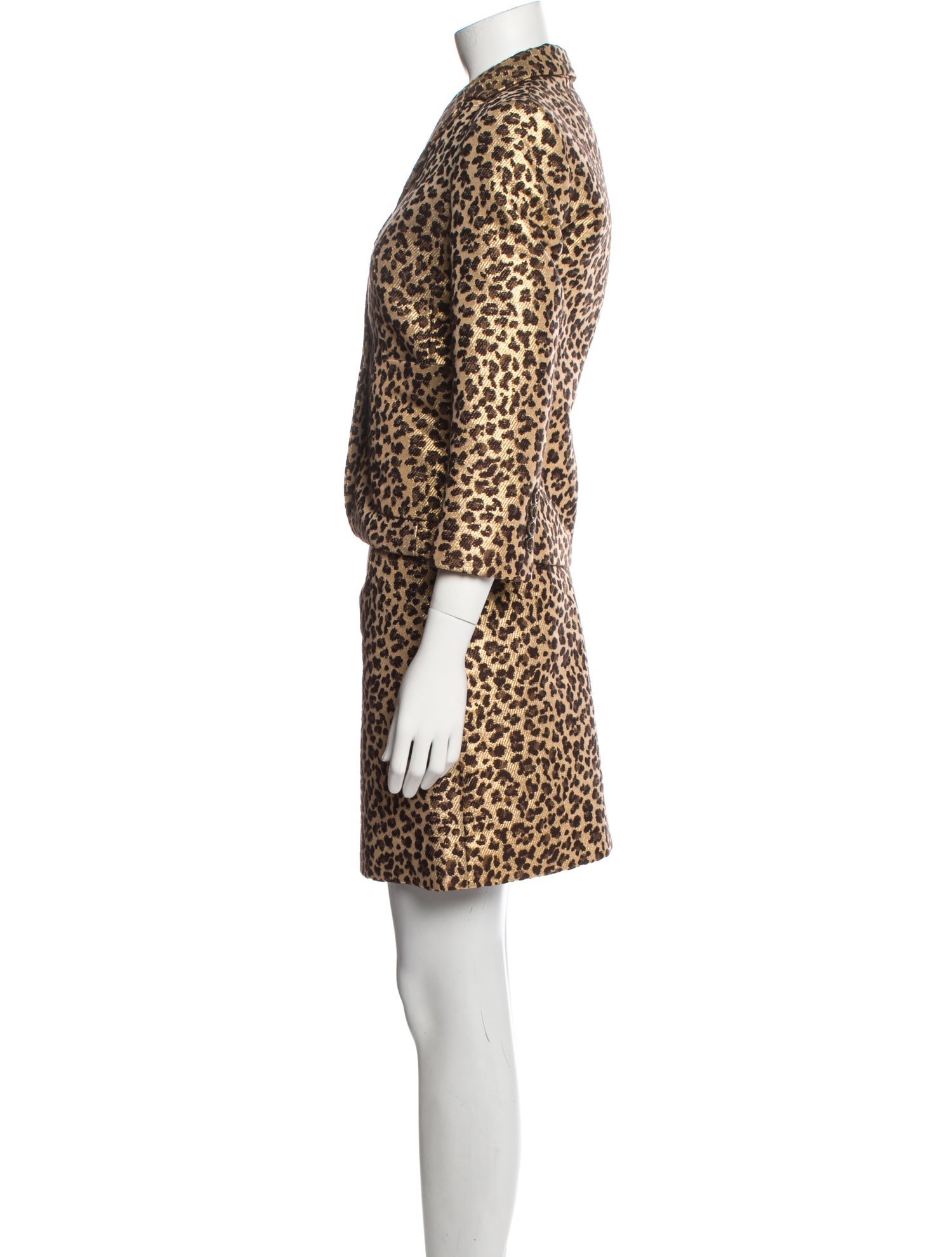 Michael Kors Wool Animal Print Skirt Suit