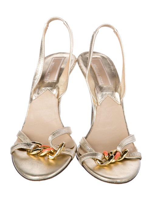Michael Kors Leather Chain-Link Accents Slingback Sandals