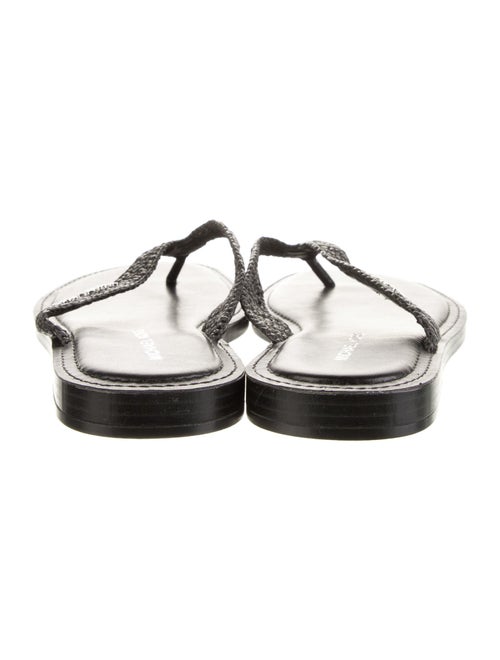 Michael Kors Raffia Leather Trim Embellishment Flip Flops