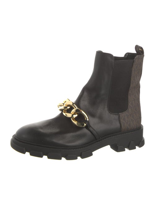 Michael Kors Leather Chain-Link Accents Chelsea Boots