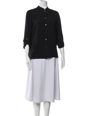 Michael Kors Silk Mock Neck Button-Up Top