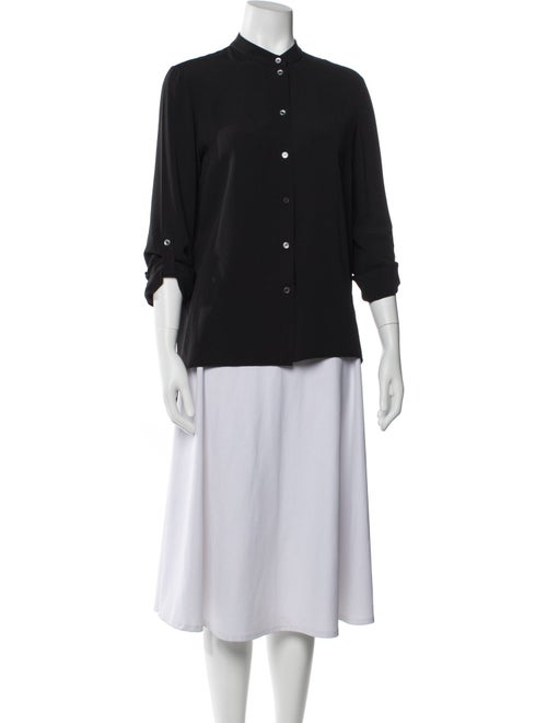 Michael Kors Silk Mock Neck Button-Up Top