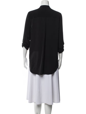 Michael Kors Silk Mock Neck Button-Up Top