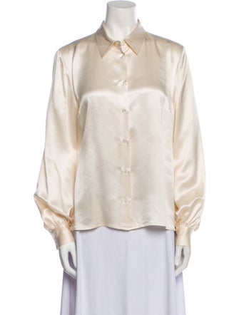 Michael Kors Silk Long Sleeve Button-Up Top