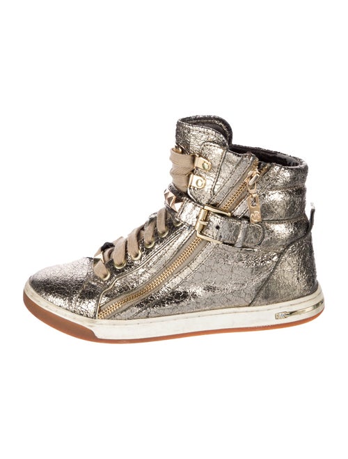 Michael Kors Leather Printed Wedge Sneakers