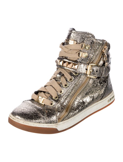 Michael Kors Leather Printed Wedge Sneakers