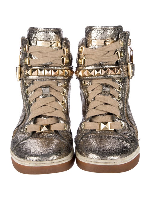 Michael Kors Leather Printed Wedge Sneakers