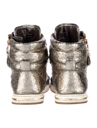 Michael Kors Leather Printed Wedge Sneakers