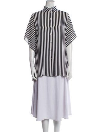 Michael Kors Silk Striped Button-Up Top