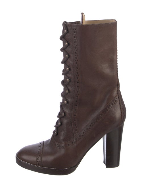 Michael Kors Leather Lasercut Accents Lace-Up Boots
