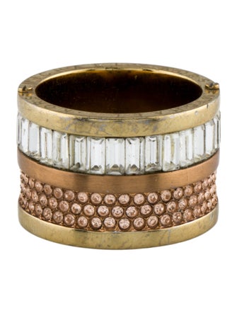 Michael Kors Crystal Two-Tone Barrel Ring