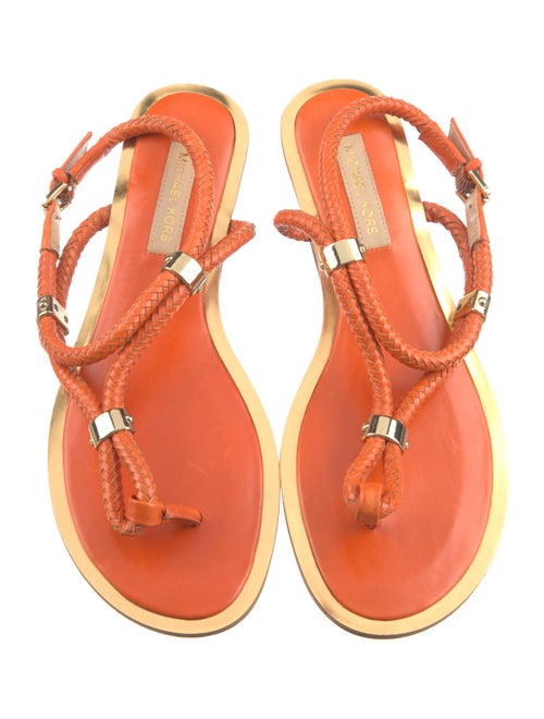 Michael Kors Leather Studded Accents T-Strap Sandals