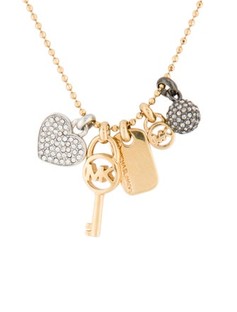 Michael Kors Crystal Logo Charm Pendant Necklace