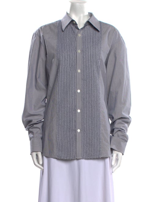 Michael Kors Striped Long Sleeve Button-Up Top