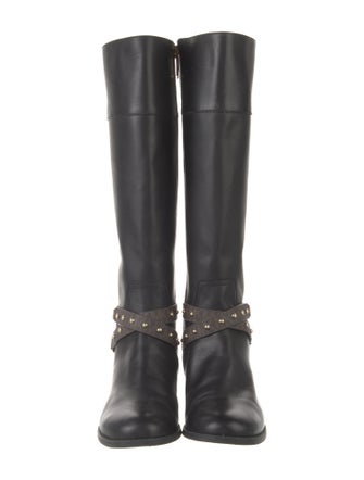 Michael Kors Leather Studded Accents Riding Boots
