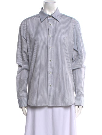 Michael Kors Striped Long Sleeve Button-Up Top