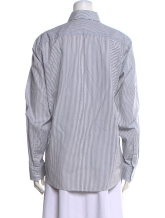 Michael Kors Striped Long Sleeve Button-Up Top