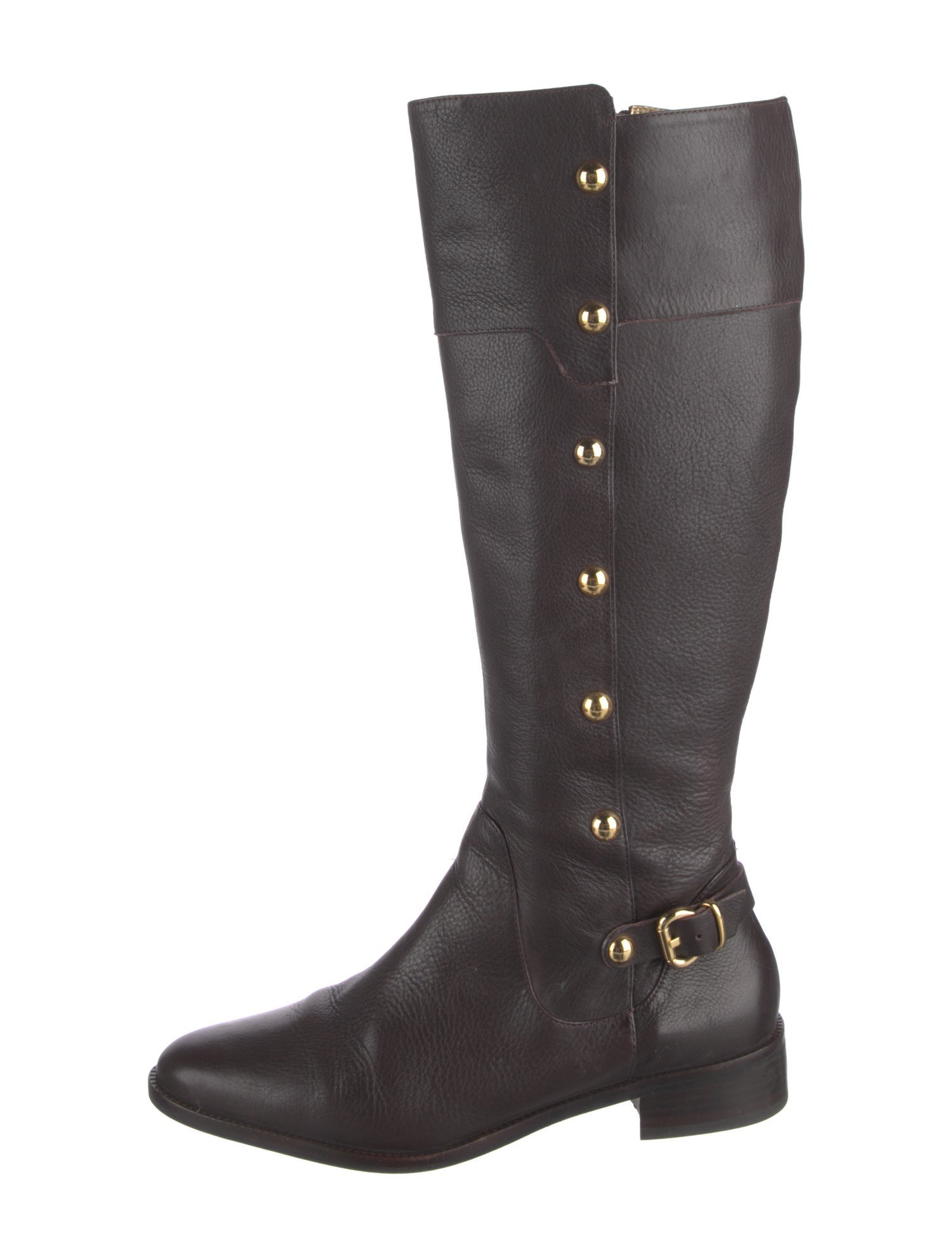Michael Kors Leather Studded Accents Riding Boots