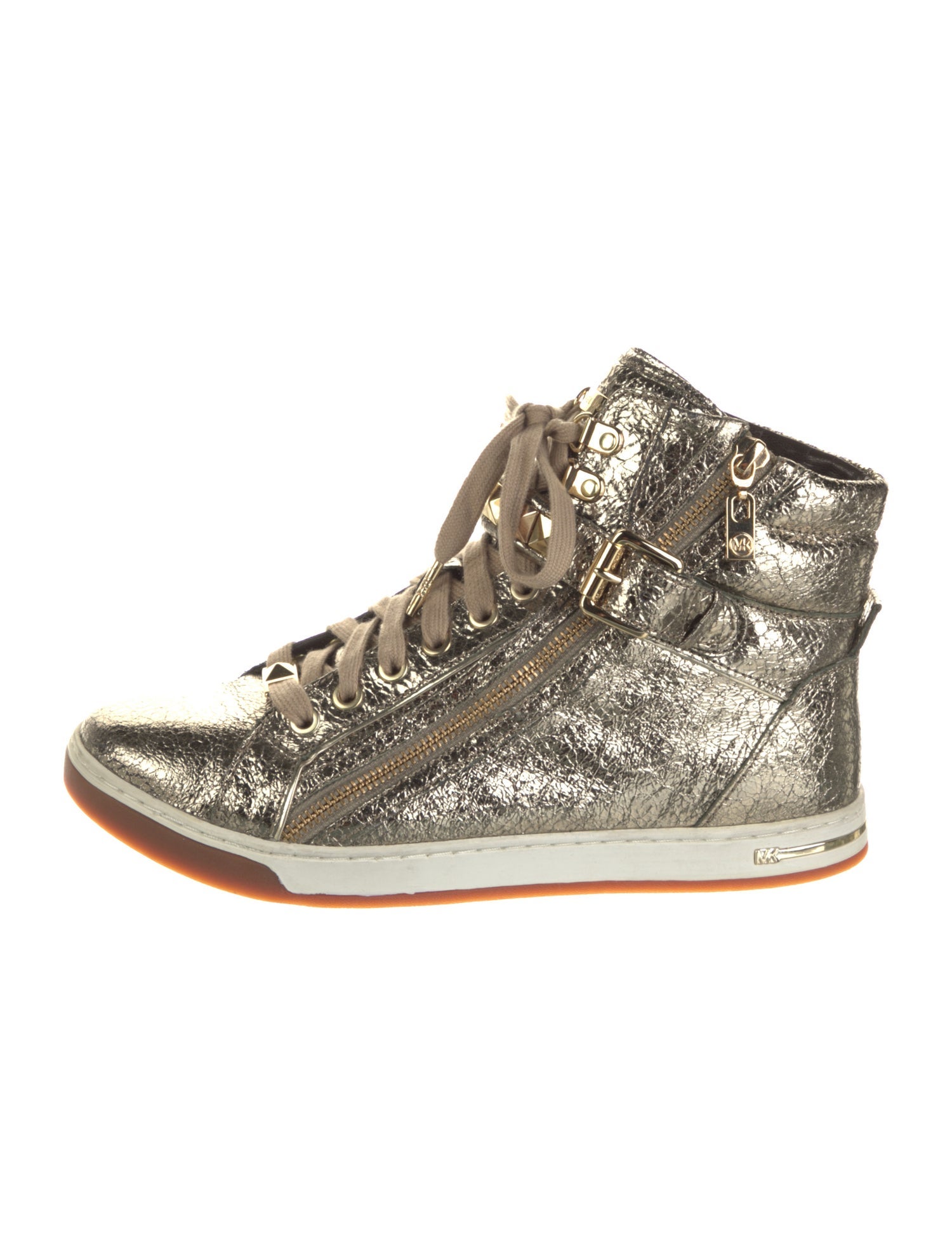 Michael Kors Leather Printed Wedge Sneakers